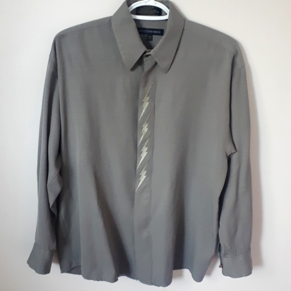 Dark Green Bruttini Men's Button Down Shirt - Picture 1 of 8